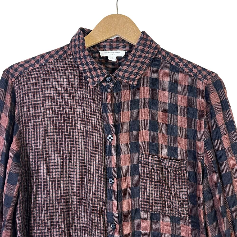 Beachlunchlounge Plaid Patchwork Button Shirt Wom… - image 3